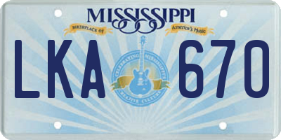 MS license plate LKA670