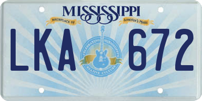 MS license plate LKA672