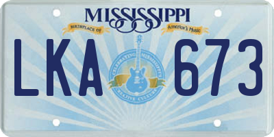 MS license plate LKA673
