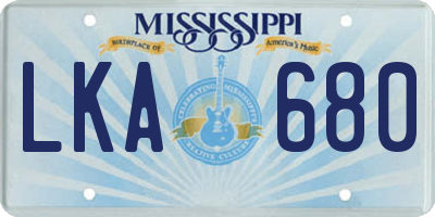 MS license plate LKA680
