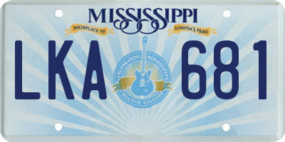 MS license plate LKA681