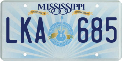 MS license plate LKA685