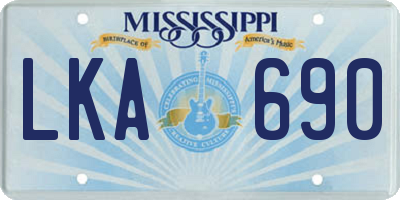 MS license plate LKA690