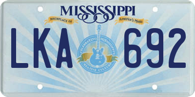 MS license plate LKA692