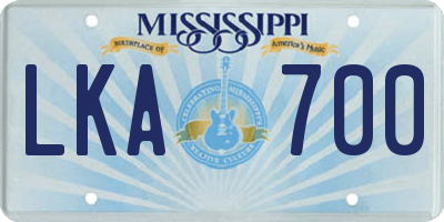 MS license plate LKA700