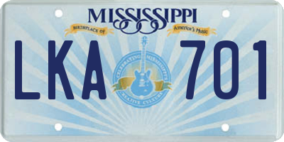 MS license plate LKA701