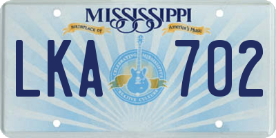 MS license plate LKA702