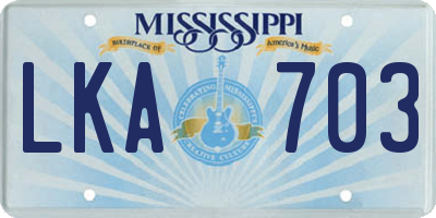 MS license plate LKA703