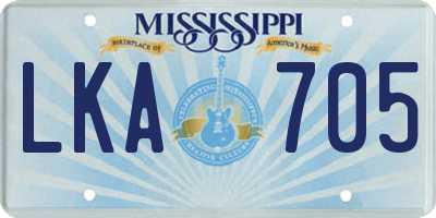 MS license plate LKA705