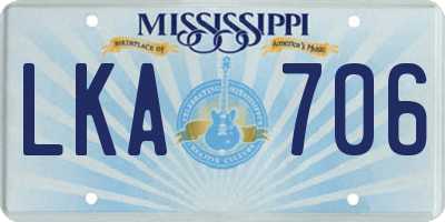 MS license plate LKA706