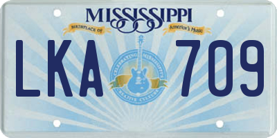 MS license plate LKA709