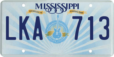 MS license plate LKA713