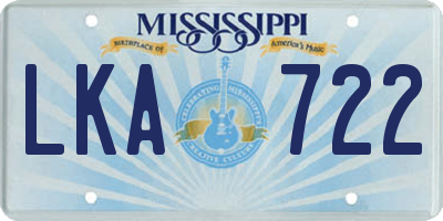 MS license plate LKA722