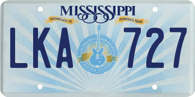 MS license plate LKA727
