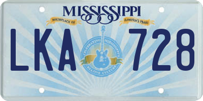 MS license plate LKA728