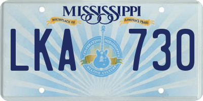 MS license plate LKA730