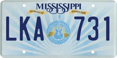 MS license plate LKA731