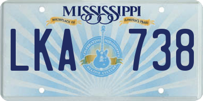 MS license plate LKA738