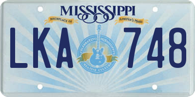 MS license plate LKA748