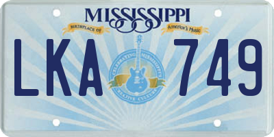 MS license plate LKA749