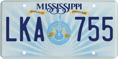 MS license plate LKA755