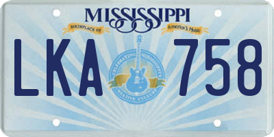 MS license plate LKA758