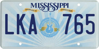MS license plate LKA765