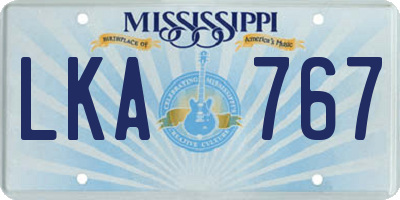 MS license plate LKA767