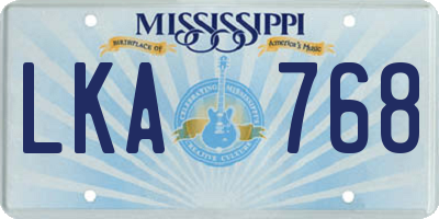 MS license plate LKA768