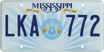 MS license plate LKA772