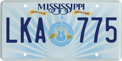 MS license plate LKA775