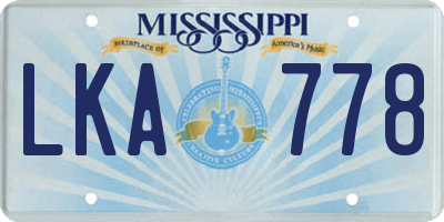 MS license plate LKA778