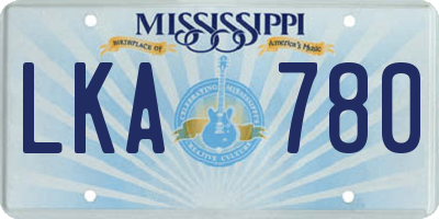 MS license plate LKA780