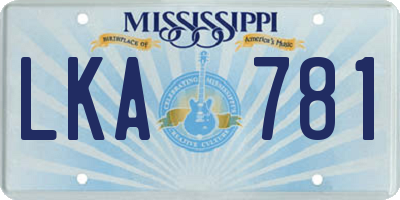 MS license plate LKA781