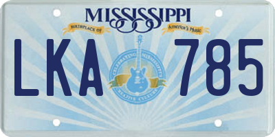 MS license plate LKA785