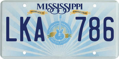MS license plate LKA786