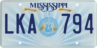 MS license plate LKA794