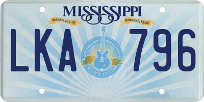 MS license plate LKA796