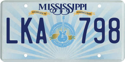MS license plate LKA798