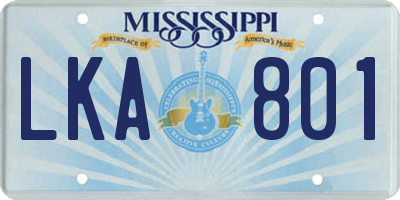 MS license plate LKA801