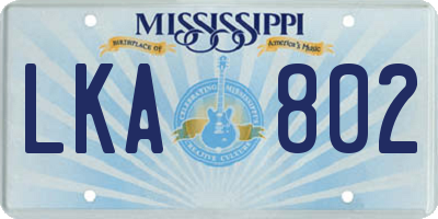 MS license plate LKA802