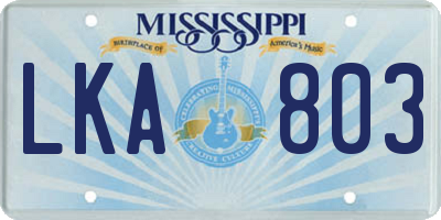 MS license plate LKA803