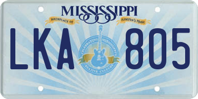 MS license plate LKA805