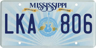 MS license plate LKA806