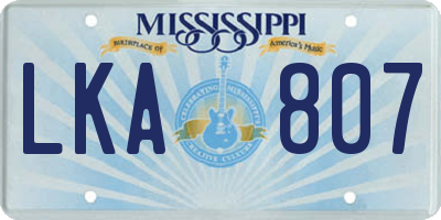 MS license plate LKA807