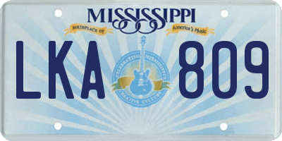 MS license plate LKA809
