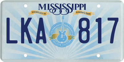 MS license plate LKA817