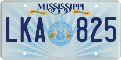 MS license plate LKA825