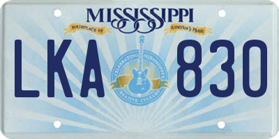 MS license plate LKA830