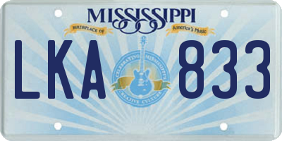 MS license plate LKA833